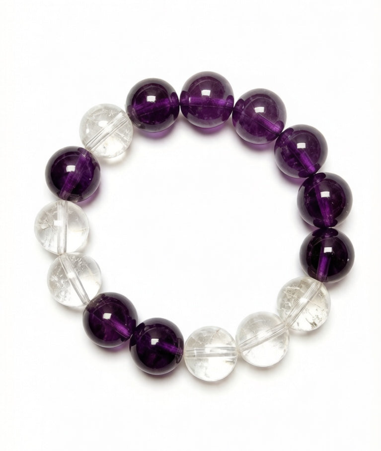Amethyst & Clear Quartz Harmony Bracelet - white background