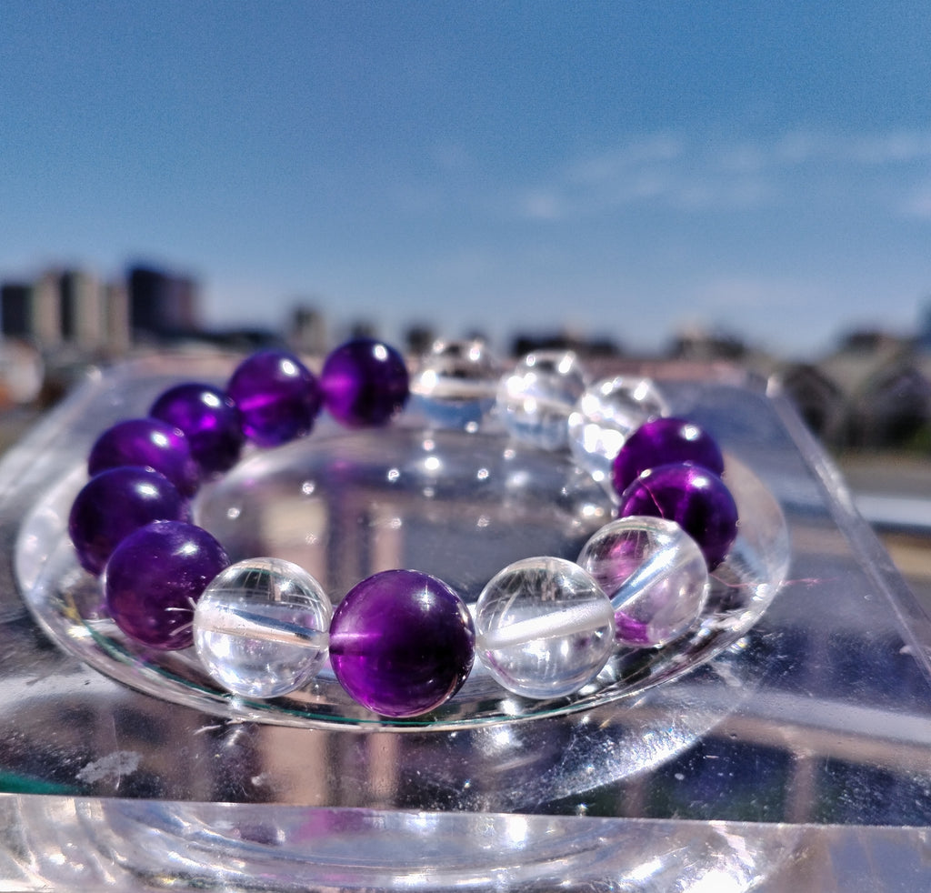 Amethyst & Clear Quartz Harmony Bracelet - lifestyle shot