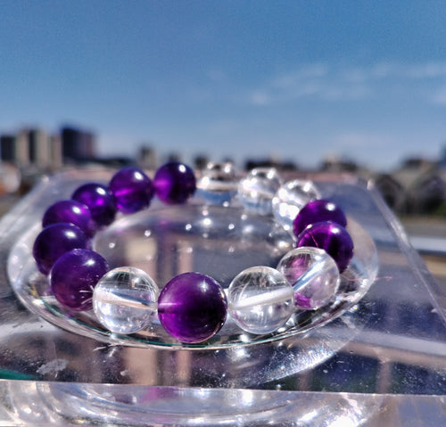 Amethyst & Clear Quartz Harmony Bracelet - lifestyle shot