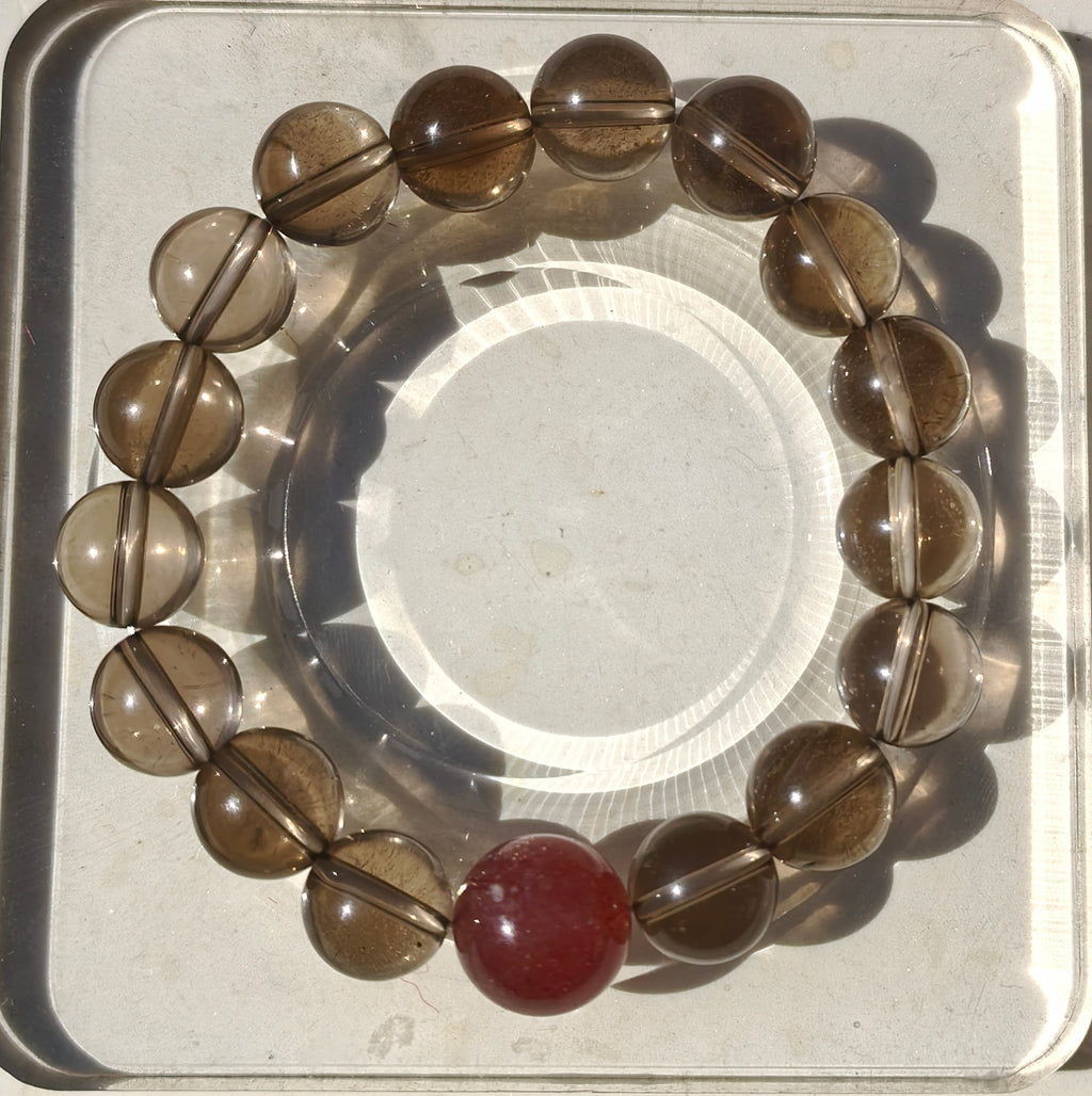 Smoky Quartz & Strawberry Quartz Bracelet - lifestyle shot