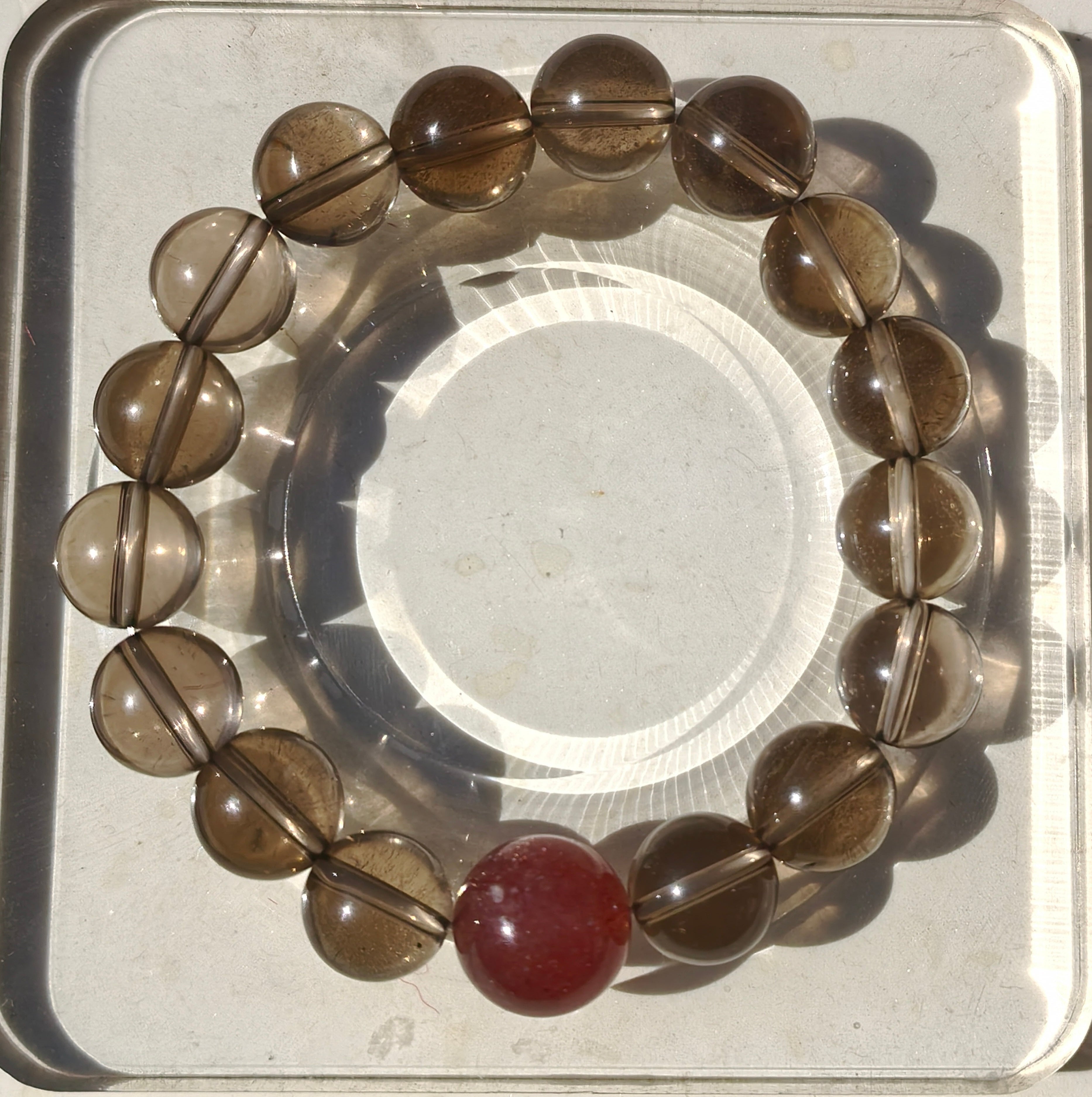 Smoky Quartz & Strawberry Quartz Bracelet - lifestyle shot