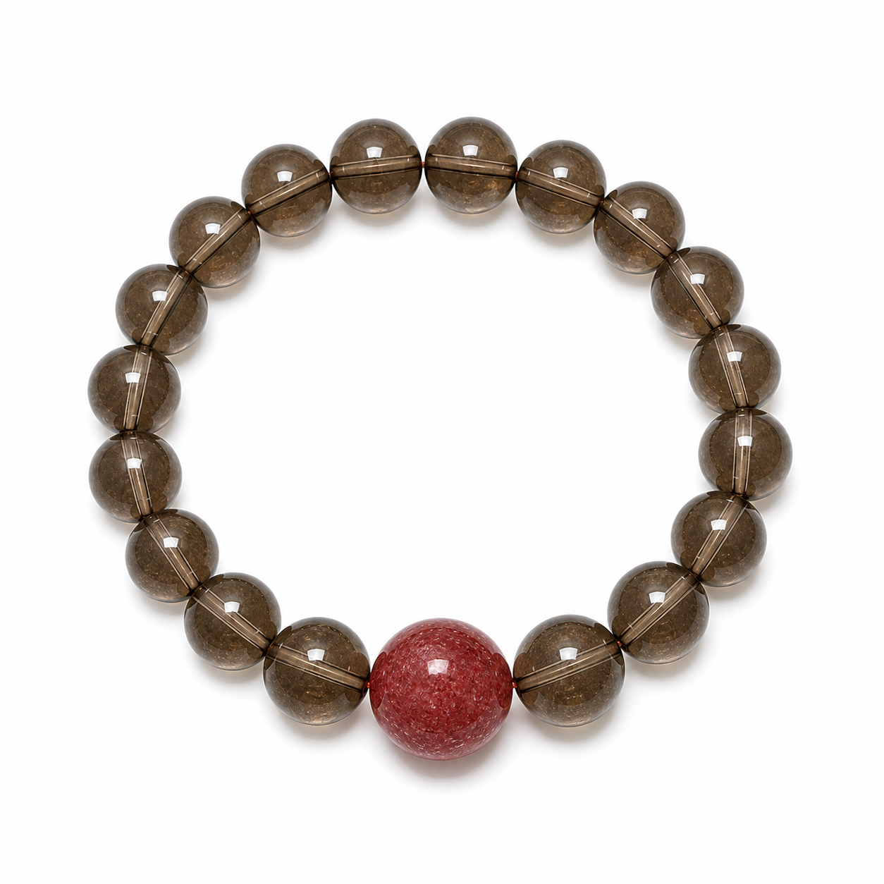 Smoky Quartz & Strawberry Quartz Bracelet - white background