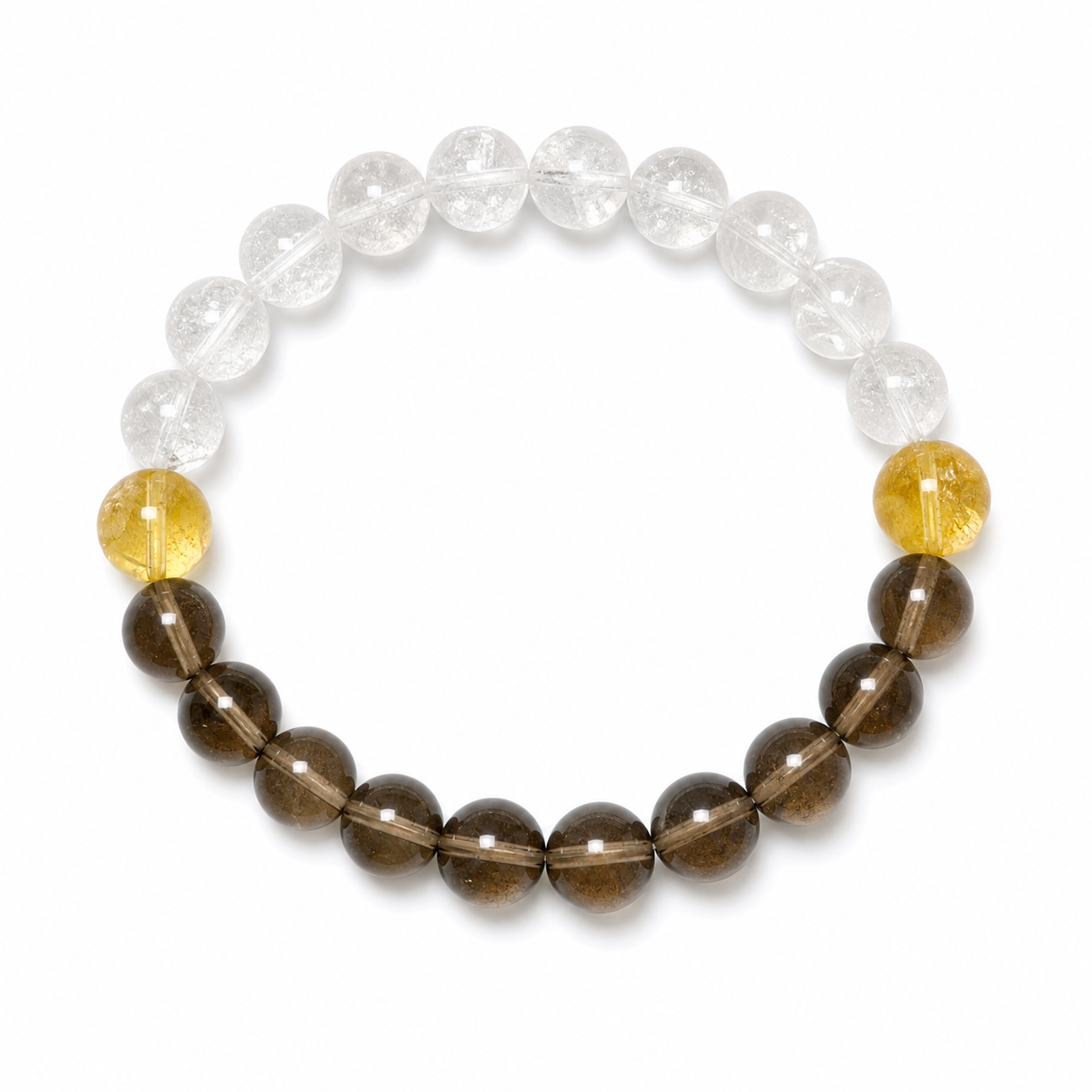 Sword's Edge Gold — 剑锋金 bracelet, clear quartz smoky quartz and citrine