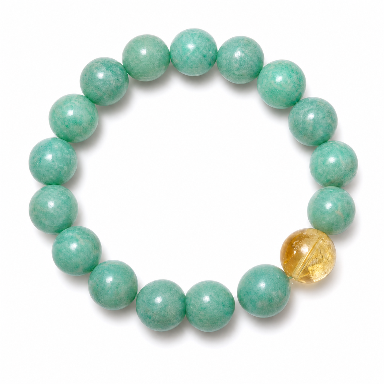 Ocean Gold — 海中金 bracelet, amazonite with golden citrine center