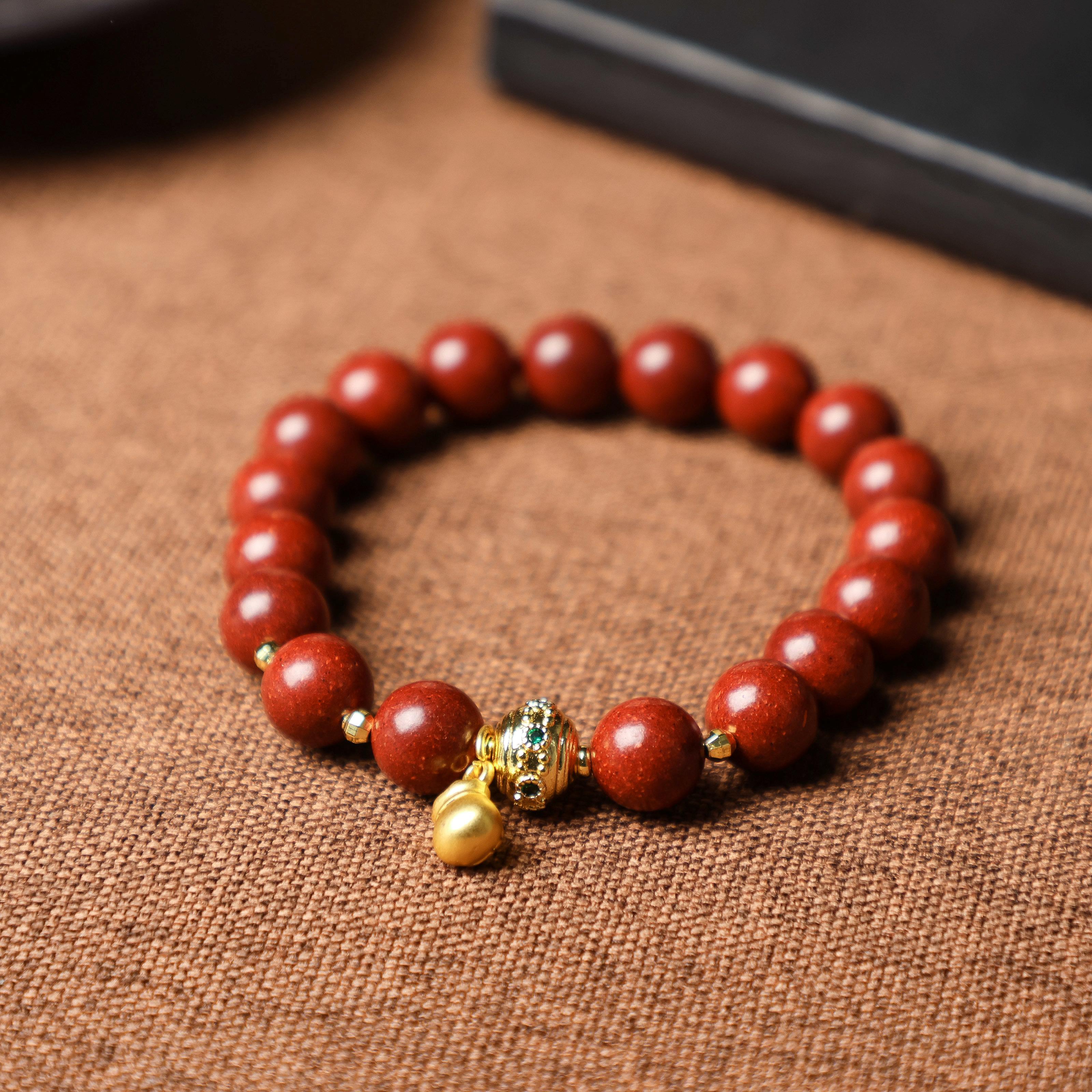 Red Agate & Gold Pearl Bracelet