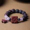 Purple Lotus Carved Cinnabar Bracelet