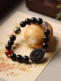 Obsidian & Cloisonné Talisman Bracelet